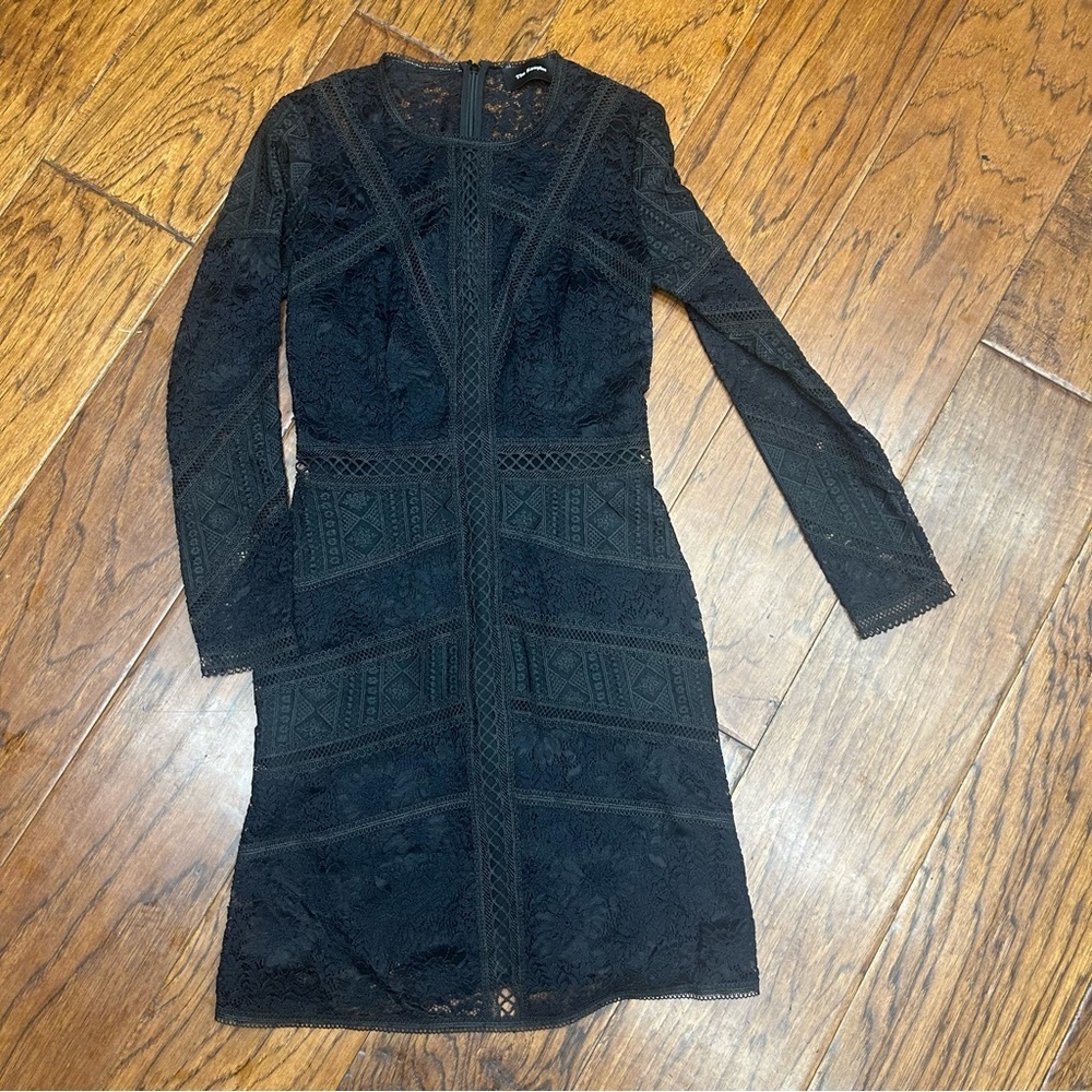The Kooples Lace A-Line Long Sleeve Dress